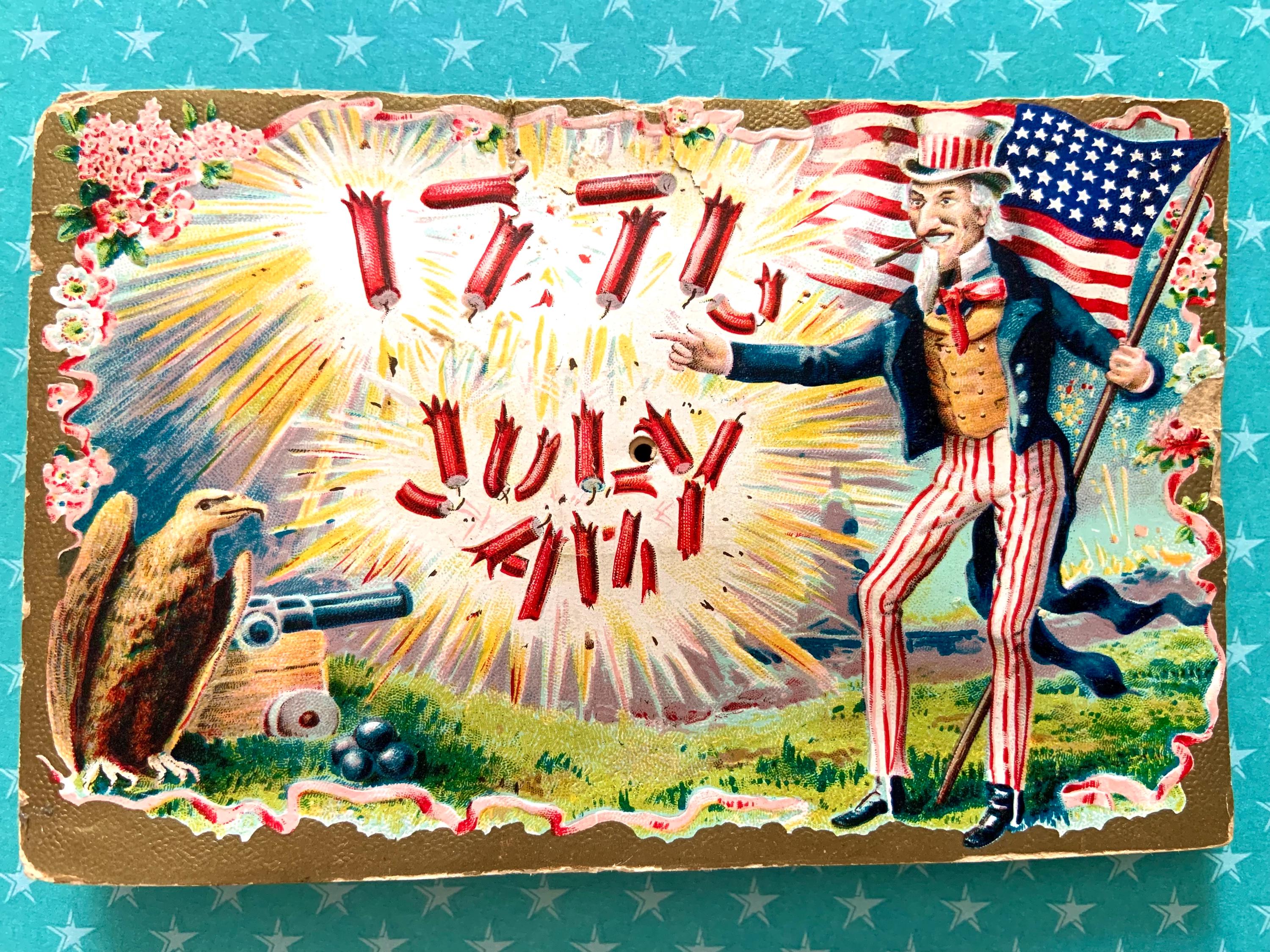 Vintage 4th of July Postcard With Squeaker Inside Musical