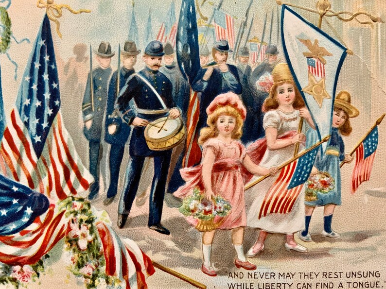 Vintage Memorial Day Postcard Patriotic Decoration Day Parade Raphael Tuck