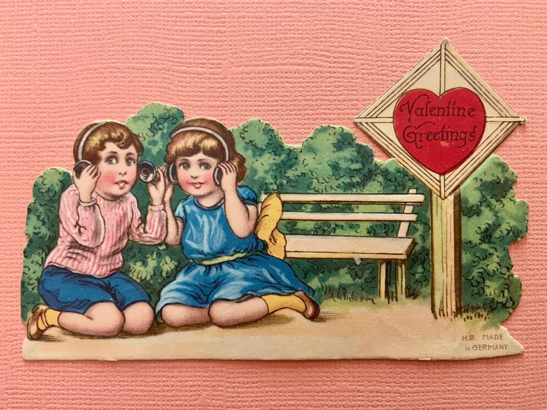 1950 Rust Craft Vintage Valentine Card for Grandma & Grandpa Velvet Heart,  Pants, Hat Wonderfully Used by 3 Loving Grandchildren -  Canada