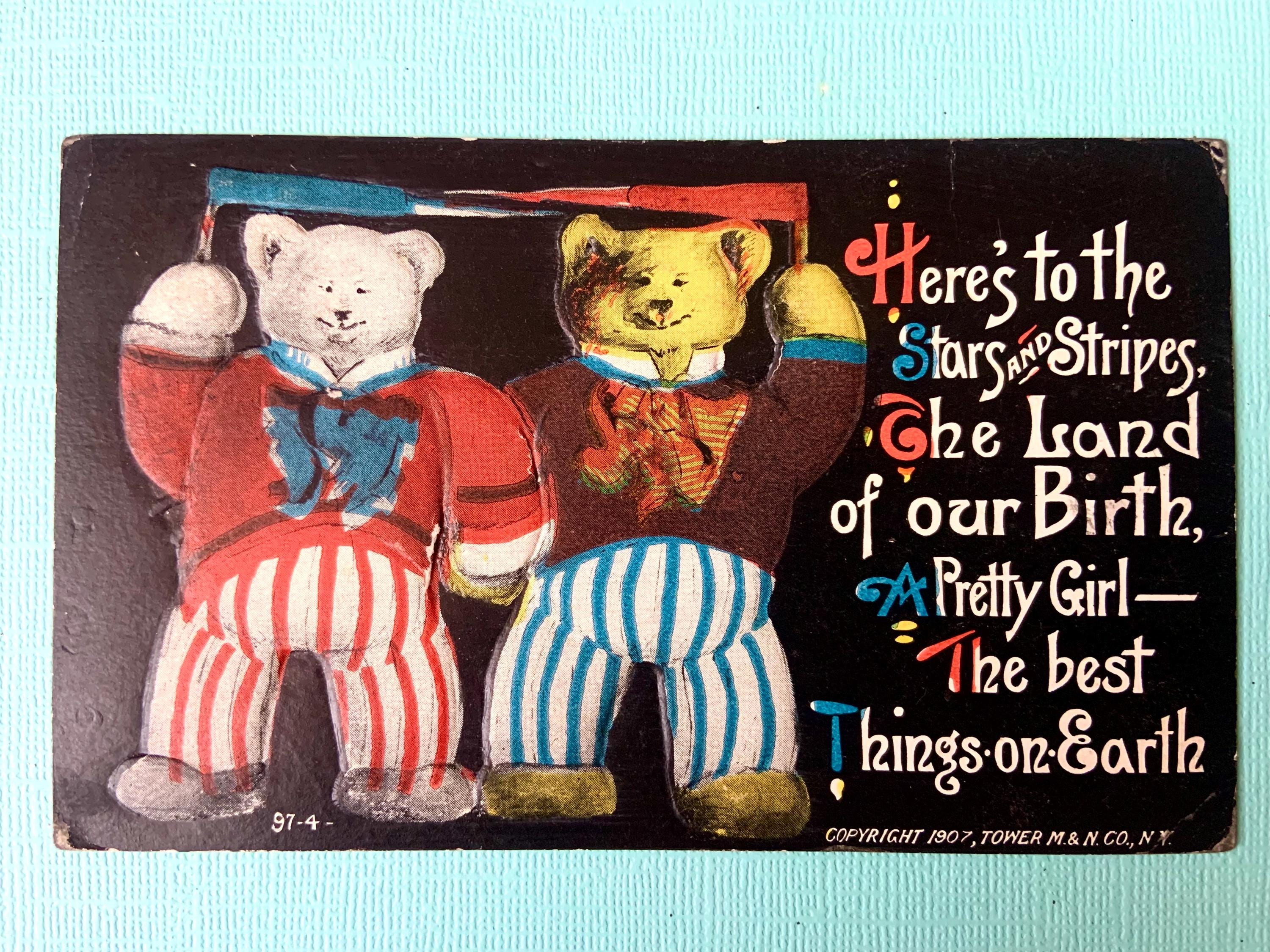 Antique Postcard Teddy Bear - Etsy