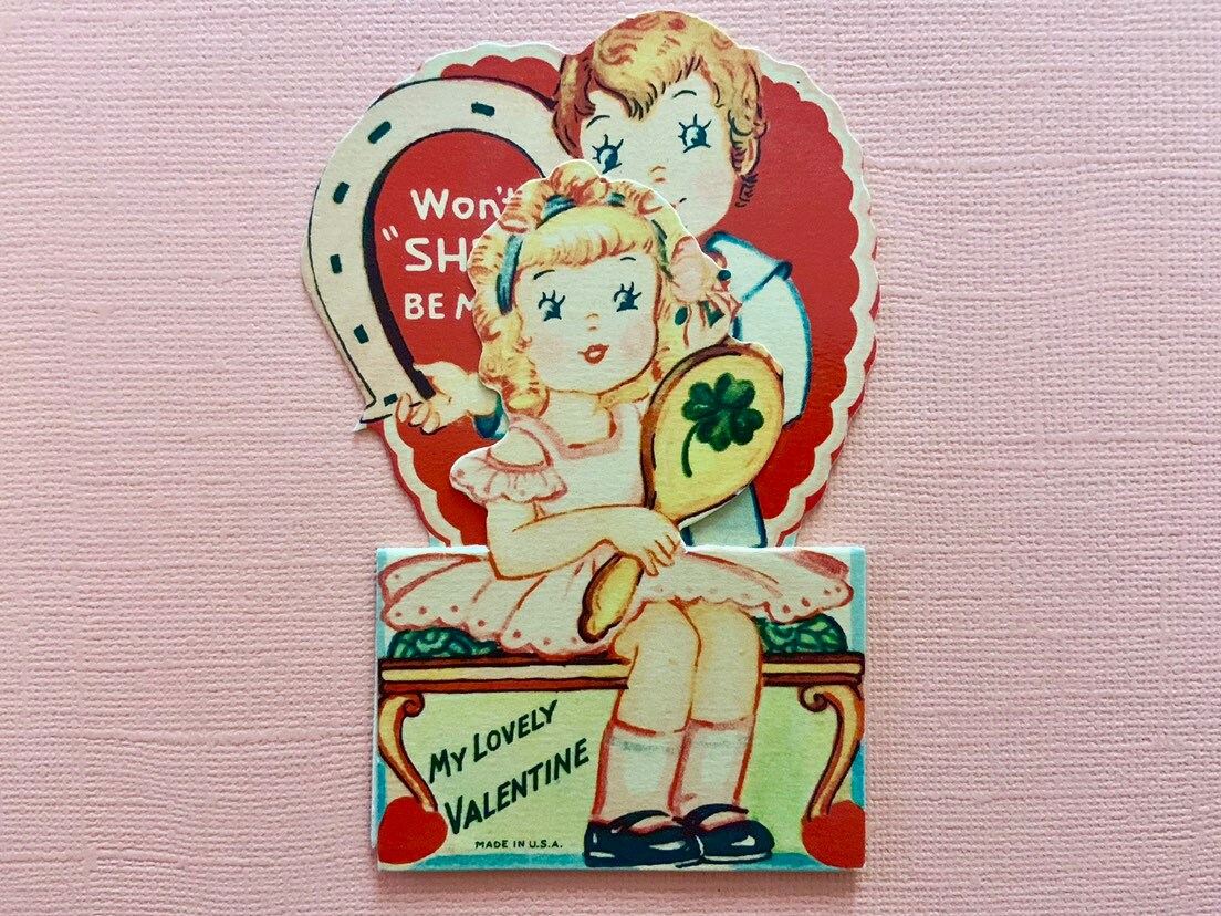 Vintage San Valentín tarjeta no será zapato ser mi hijo con herradura