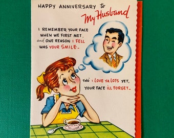 Vintage unbenutzte Hochzeitsjubiläum Grußkarte Karte