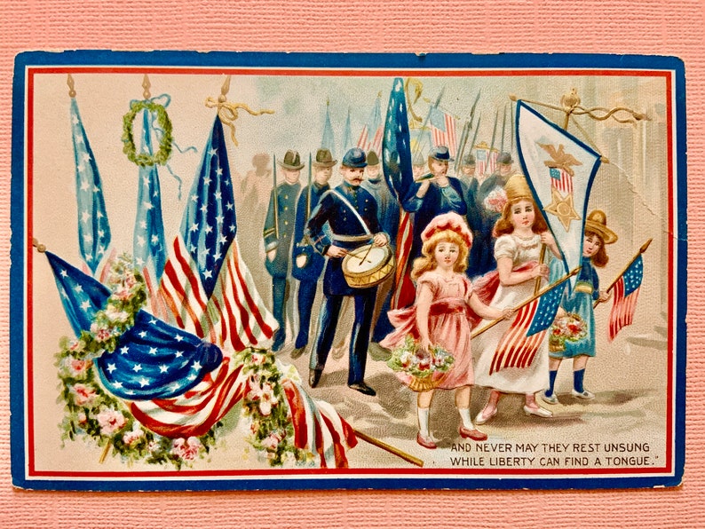 Vintage Memorial Day Postcard Patriotic Decoration Day Parade Raphael Tuck
