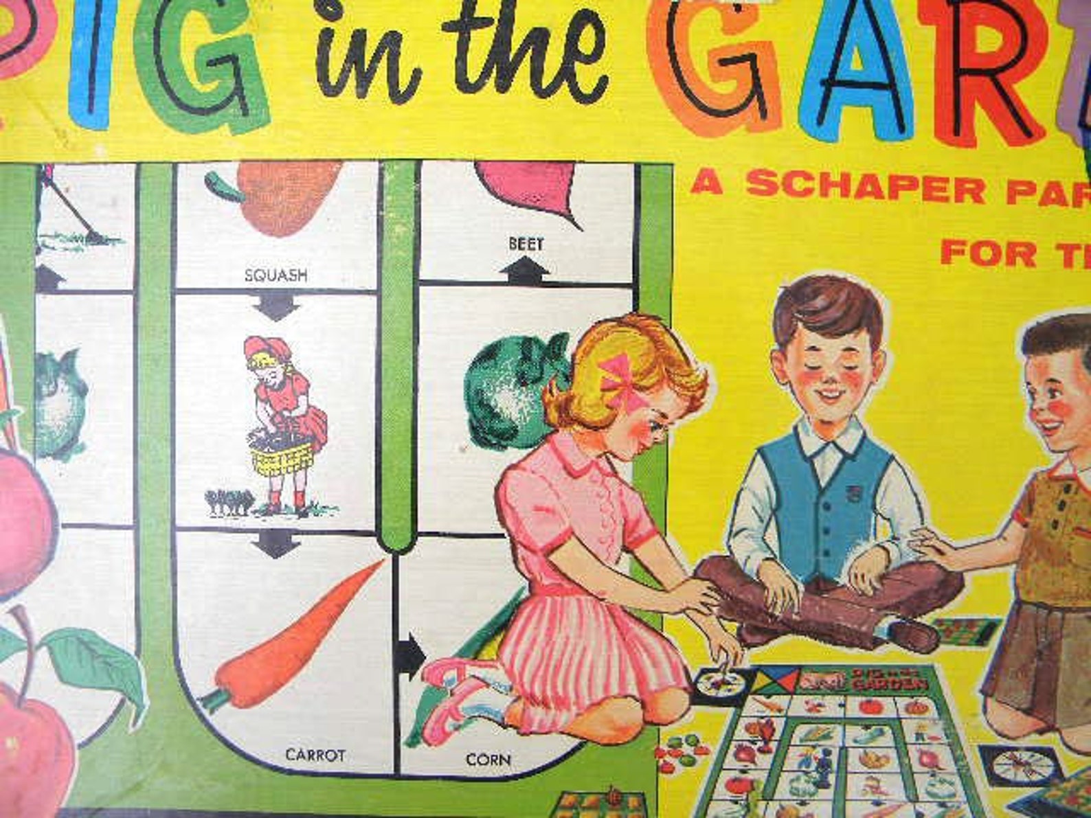 Vintage Pig in the Garden Game Etsy