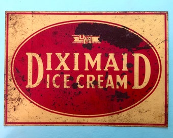 Vintage Diximaid Ice Cream Tin Sign Original 14 x 20 Metal Advertising Sign