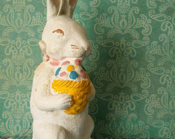 Vintage Chalkware Bunny Rabbit With Easter Eggs in Basket - Etsy