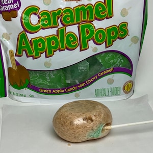 Freeze dried Carmel Apple pops , apple  gummy candy, apple,  party favors, Carmel sucker, apple sucker