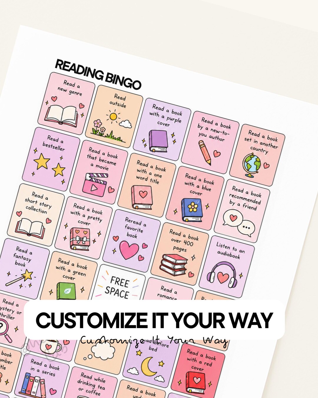 Reading Bingo Printable Journal Page – Daily Planner Insert (digital ...