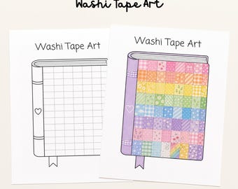 Książka z taśmą washi do druku – strona do dziennika Doodles – wkładka do codziennego planera kolorowanek (pobieranie cyfrowe)