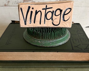 Vintage word mini Block Sign Wood Rustic Farmhouse Tiered Tray Cottage Spring