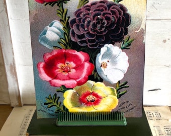 Vintage Bird floral Bluebirds  of Happiness Card Print Altered Art for flower frog Spring Garden