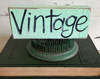 Vintage word mini Block Sign Wood Rustic Farmhouse Tiered Tray Cottage Spring