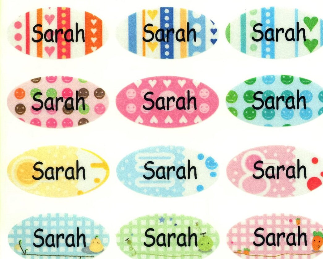 Oval M personalized label sticker waterproof washable school supply d…