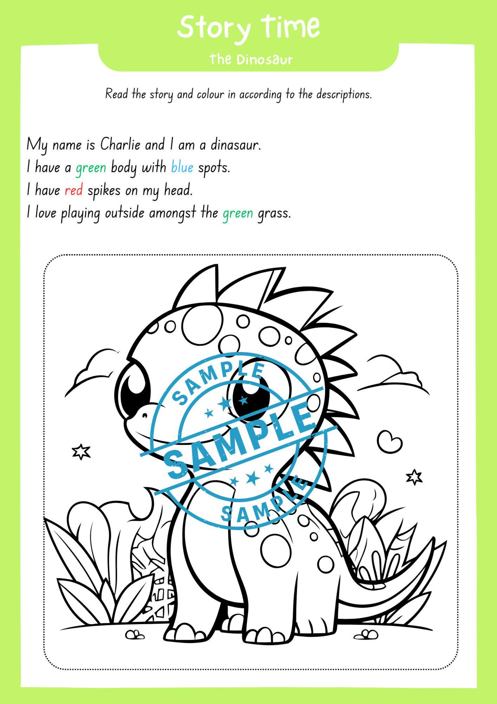 Colouring in Story Worksheets. Kindergarten Printables, 1st Grade 2nd ...