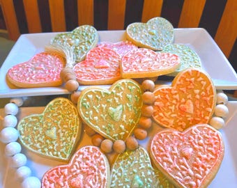 Embossed Heart Vanilla Almond Sugar Cookies |Wedding & Engagement Party Favors | Valentine Gifts