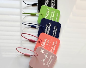 Personalized Acrylic Luggage Tag with White Filled Engraving, Custom Name Tag