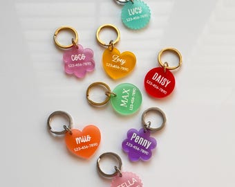 Placa de identificación acrílica personalizada para mascotas, nombre personalizado para perro, etiqueta grabada para teléfono de gato