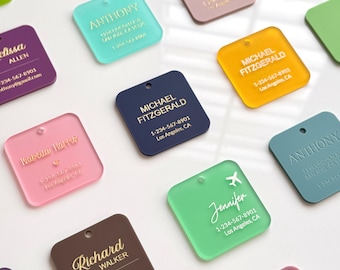 Personalized Acrylic Luggage Tag with Color Fill, Custom Name ID Tag for Suitcase