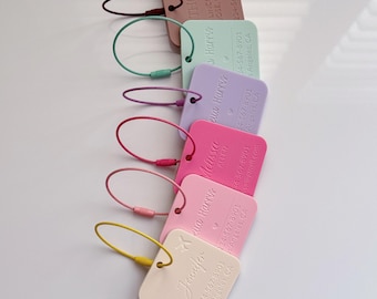 Square Acrylic Luggage Tag, Personalized Engraved Travel ID Tag