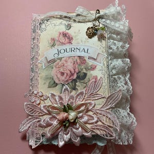 Feminine Shabby Rose Tag Journal,Shabby Chic Journal, Roses For Journal,