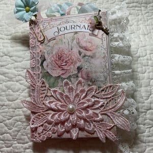 Feminine Shabby Rose Tag Journal,Shabby Chic Journal, Roses For Journal, Keepsake Journal, scrapbook, Happy Mail