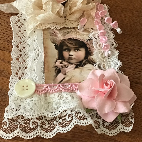 Victorian Inspired Large Tag, Victorian Child Tag, Junk Journal Ephemera, Vintage Ephemera,Journalling Card,  Vintage Lace Tag, Journal  Tag