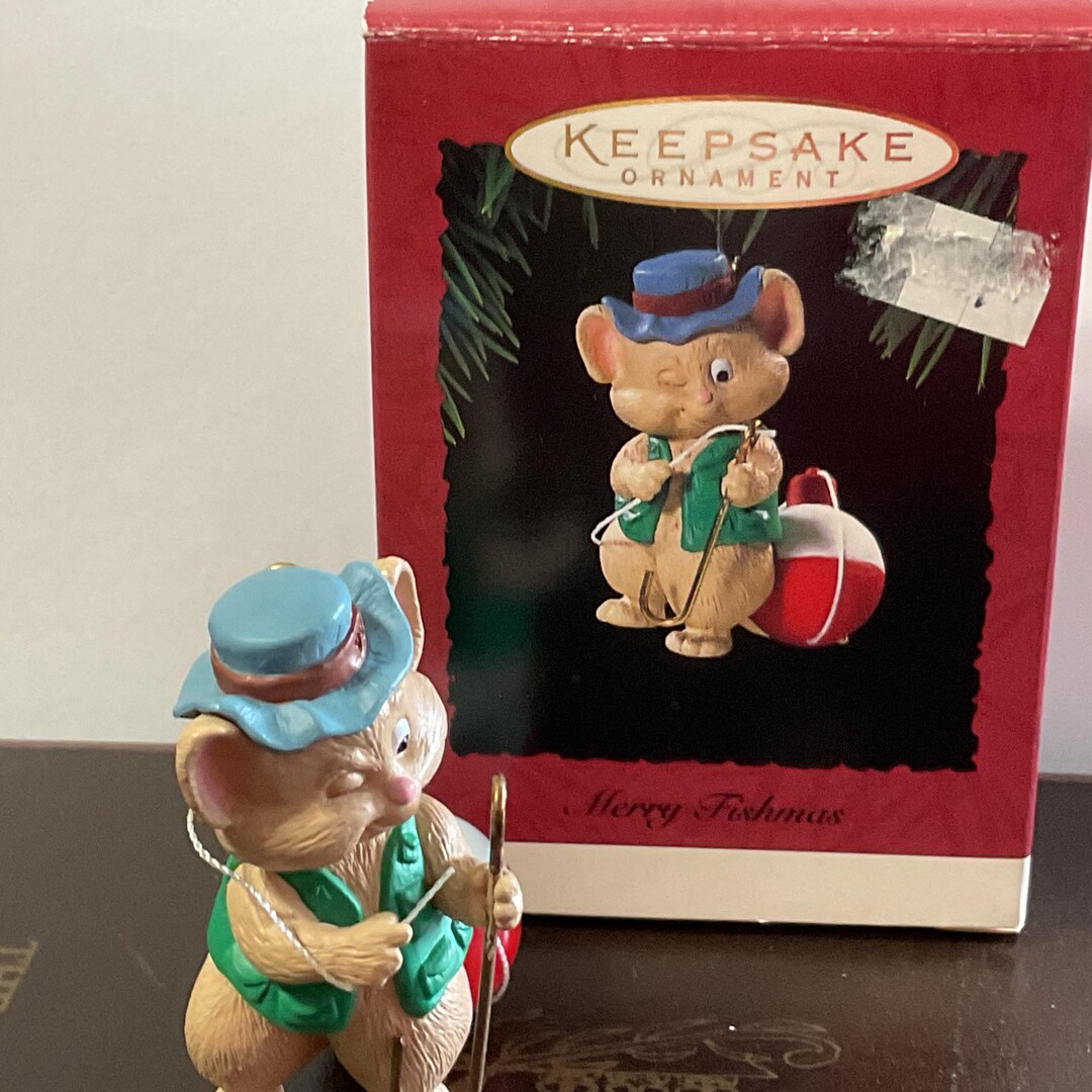 Hallmark Mouse Fishing ….hallmark Vintage Ornaments - Etsy