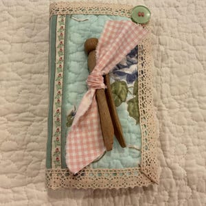 Beautiful Vintage Quilt Needle Book, Wool Felt Needle Book,Slow Stitch Needle Keep, Quilted Needle Book,