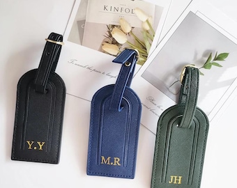 Etiqueta de equipaje de cuero vegano personalizada, etiqueta de equipaje con monograma personalizado, regalos de boda