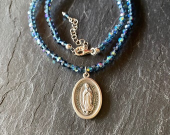 Virgen de Guadalupe Pendant Necklace, Divine Mercy, Virgin Mary, Catholic, Latina, Religious, Sponsor, Godparent, Gift, Ready to Ship
