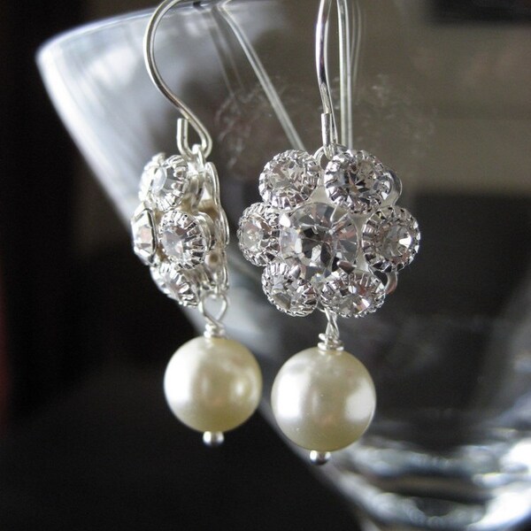 Swarovski Filigree Flower and Pearl Earrings