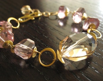 Pink Quartz, Champagne Quartz Bracelet...Gold-filled...Ready to Ship...