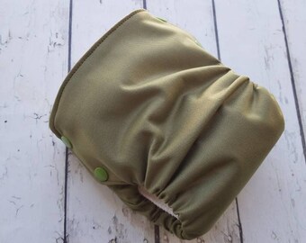 Organic Side Snap All in One Cloth Diaper Olive Green AIO
