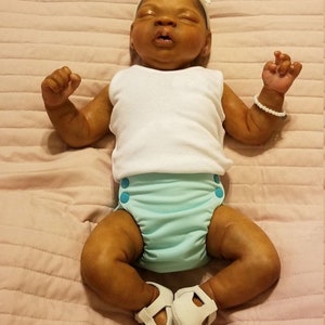 Reborn Doll Collectors Organic Side Snap All in One Cloth Diaper You Choose Solid Colors AIO image 9