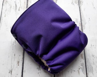 Organic Side Snap All in One Cloth Diaper Purple Solid Colors AIO PUL Sized Made to Order