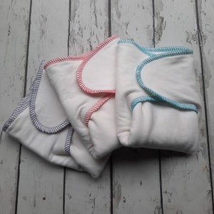 3 Pack One Size Organic Bamboo/Hemp Winged Prefold Cloth Diaper Stretchy Preflat 10-35 lbs