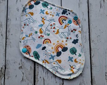 7 8 9 10 12 14 Inch Cloth Menstrual Pad Rainbows and Unicorns