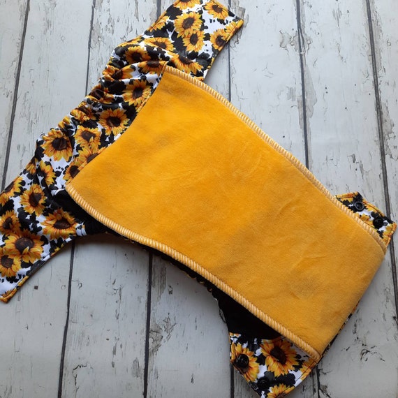 Organic One Size Side Snap All in One Cloth Diaper Sunflower Cow