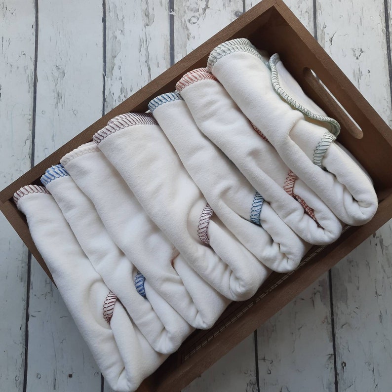One Size Newborn Toddler Organic Bamboo/Hemp Winged Prefold Cloth Diaper Stretchy Preflat image 1