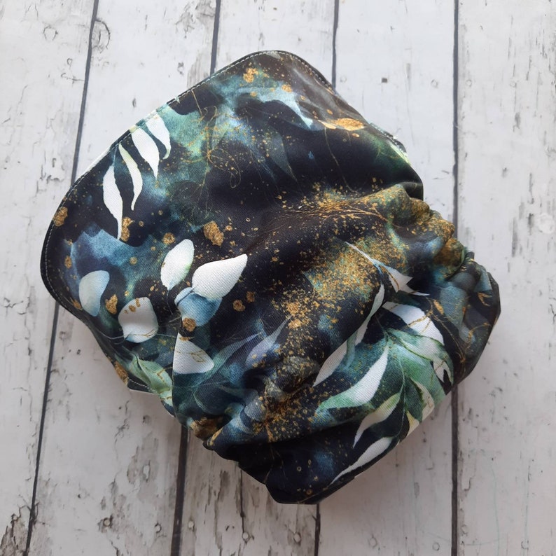 Organic Side Snap All in One Cloth Diaper Ethereal Foliage AIO PUL Sized Made to Order image 1