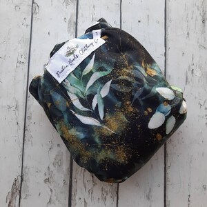 Organic Side Snap All in One Cloth Diaper Ethereal Foliage AIO PUL Sized Made to Order image 7