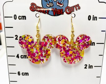 Glitzer Maus Ohrringe - Glitzernder Disney-inspirierter Acrylschmuck