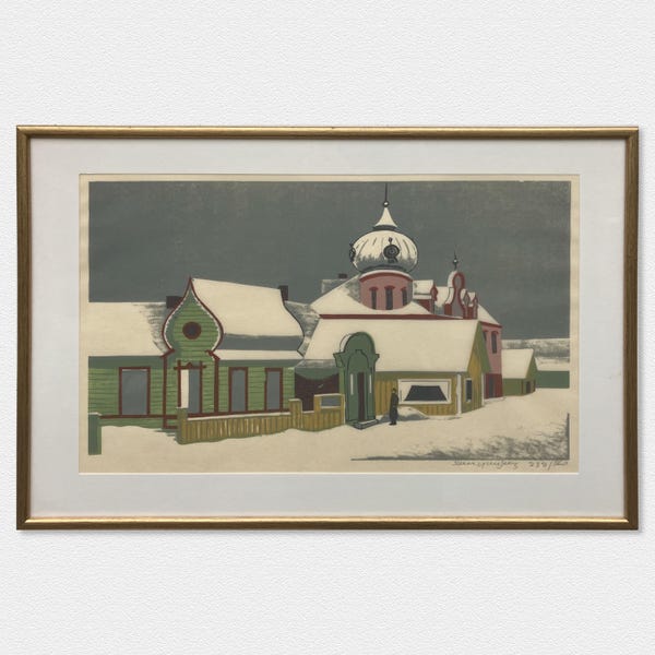 Vintage Holzschnitt von Sven Ljungberg – signiert und nummeriert 238/360 – in einem gerahmten skandinavischen Holzschnitt