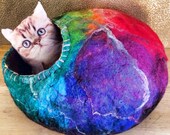 Custom Rainbow Felt CatCave Bed with Animal Rescue Donation