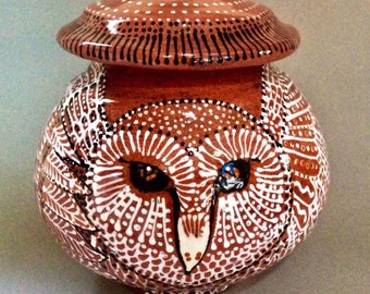 Custom Barn Owl Mica Cremation Urn