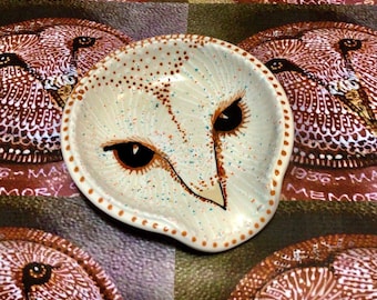 Barn Owl Jumbo Spoon Rest Handpainted Ceramic