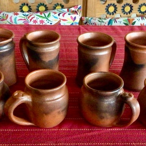 One Mica Mug from Taos, New Mexico, Shimmering Terra Cotta Smooth Burnished Unglazed Mica Clay with Fire Clouds image 7