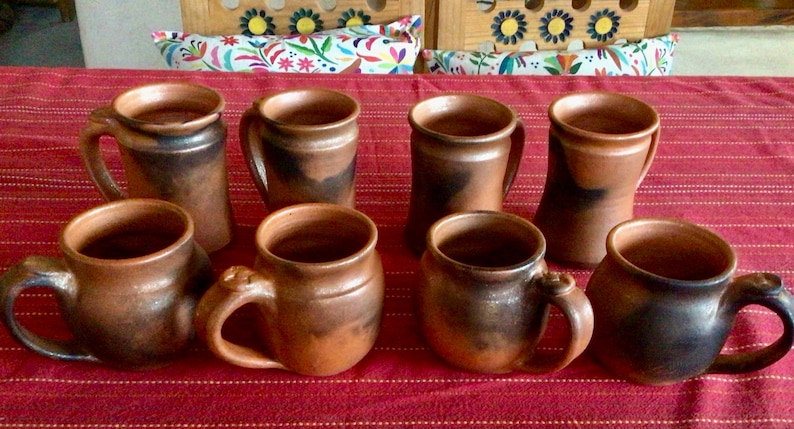 One Mica Mug from Taos, New Mexico, Shimmering Terra Cotta Smooth Burnished Unglazed Mica Clay with Fire Clouds image 7