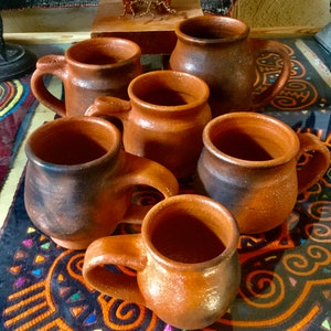 One Mica Mug from Taos, New Mexico, Shimmering Terra Cotta Smooth Burnished Unglazed Mica Clay with Fire Clouds image 1