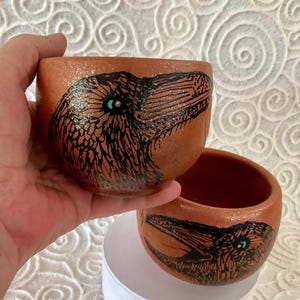 Raven Tea Bowl & Cacao Cup of Sparkling Mica Clay from New Mexico